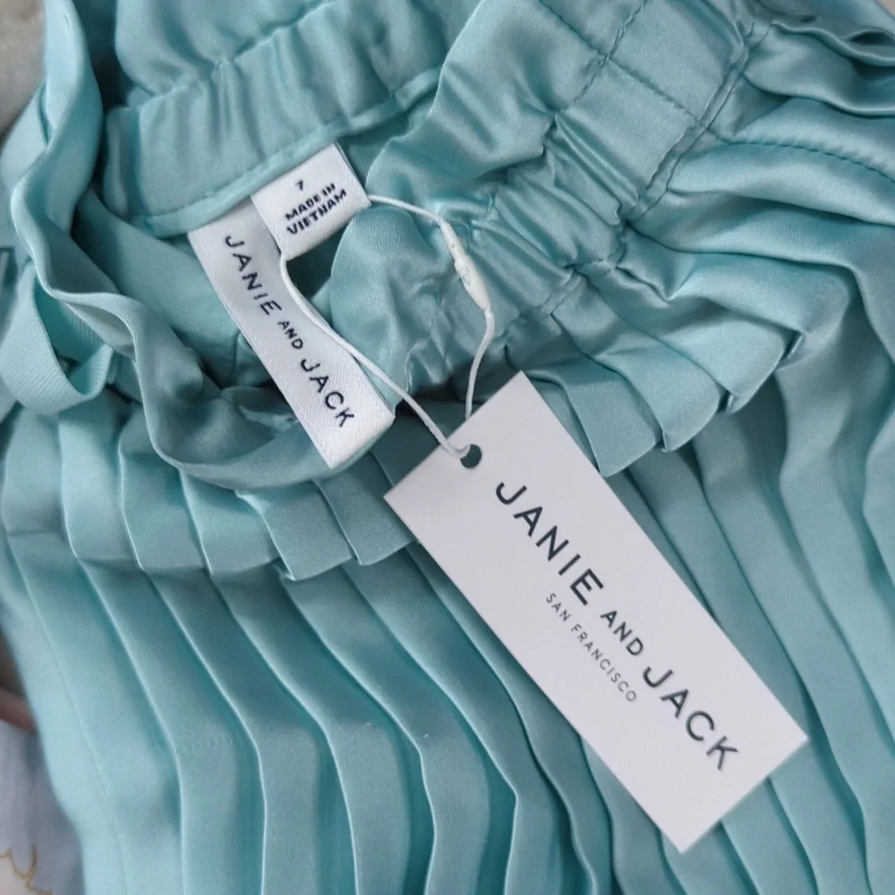 Pink Floral Top and Pleated Bubble Aqua Pant Set Janie And Jack Size 7 NWT - Picture 6 of 10